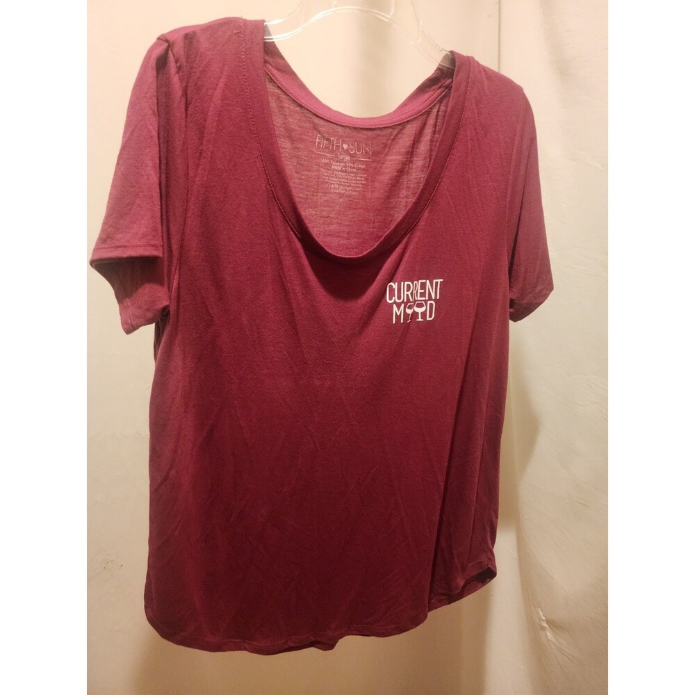 Fifth Sun Maroon T Shirt Wine Current Mood Soft Lightweight Women L